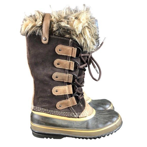 Sorel Shoes - Sorel Joan of Arctic Snow Boot Brown Suede Faux Fur Size 8